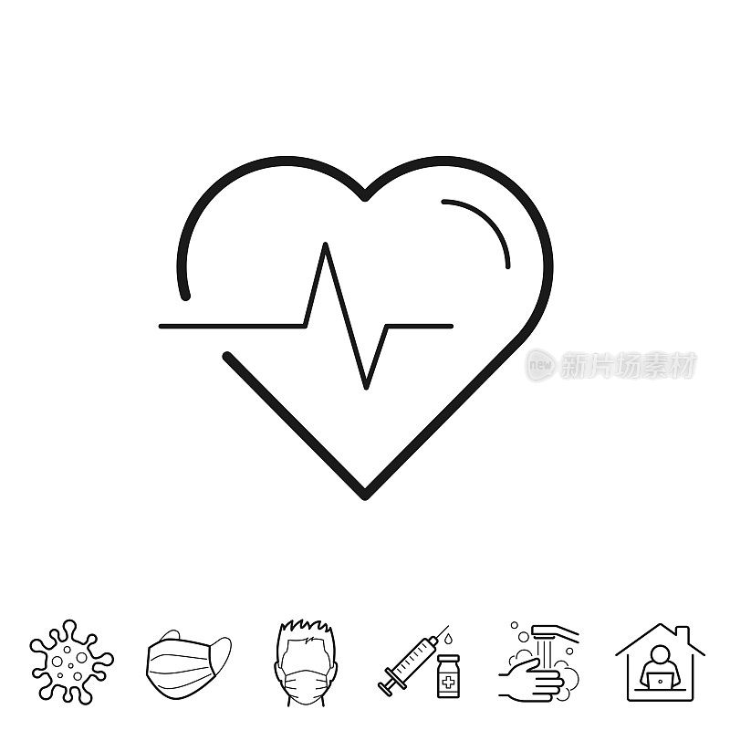 Heartbeat - Heart pulse. Line icon - Editable stroke
